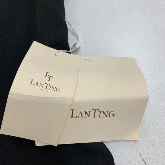 LT LanTing Bride Blazer Womens 6 Black Cascading Ruffle Front Peplum Hem Padded - Picture 10 of 15